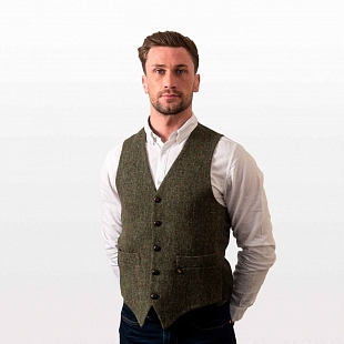 2Картинка Hatman of Ireland Donegal Waistcoat Green Sault & Paper