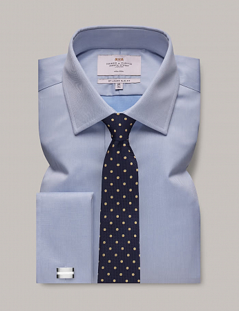 Hawes & Curtis Plain Blue Double Cuff 