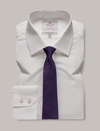 Hawes & Curtis Plain White Single Cuff 