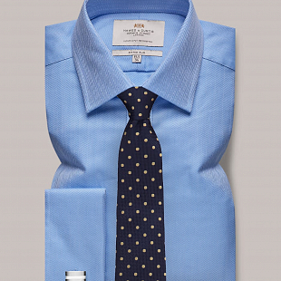 2Картинка Hawes & Curtis Herringbone Blue Double Cuff 