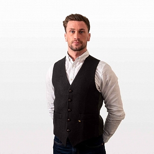 2Картинка Hatman of Ireland Donegal Waistcoat Black Herringbone