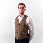 Картинка Hatman of Ireland Donegal Waistcoat Brown Herringbone