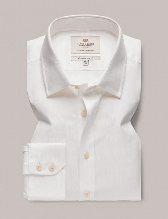 Hawes & Curtis Herringbone White Single Cuff 