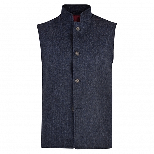 2Картинка Blue Herringbone Donegal Tweed Gilet 