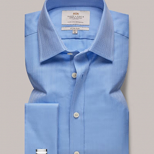 4Картинка Hawes & Curtis Herringbone Blue Double Cuff 