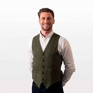2Картинка Hatman of Ireland Donegal Waistcoat Green Herringbone