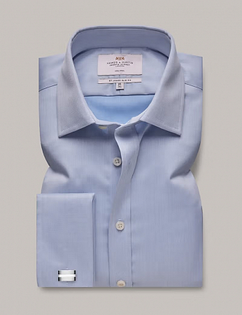 Hawes & Curtis Plain Blue Double Cuff 