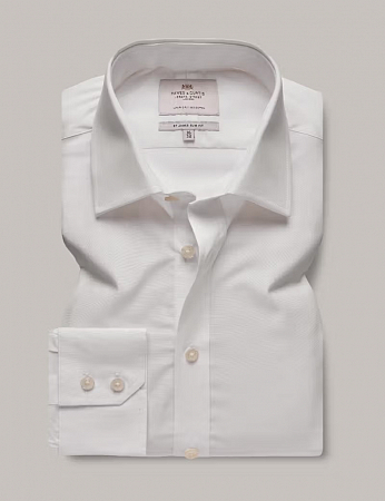 Hawes & Curtis Plain White Single Cuff 