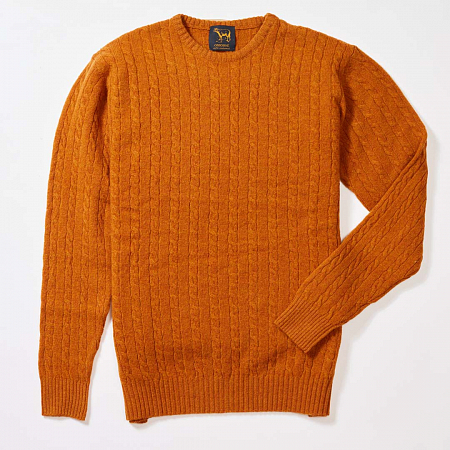 Osborne Lambswool Small Cable Knit Crew Neck Oxide